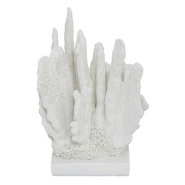 Deco 79 Polystone Coral Decorative Sculpture Home Decor Statue, Accent Figurine 7" x 6" x 10", White