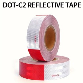 Ztaqbzbp DOT-C2 Reflective Safety Tape 2 inches x 200 feet red/White Eye-catching Tape Suitable for Vehicles, Trailers, Boats, and Signage Safety Reflective Tape