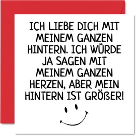 Stuff4 Funny Card Wedding Anniversary - My Whole Butt - Cute Romantic Wedding Anniversary Cards for Wife Husband Partner Him Her 145mm x 145mm Wedding Card Greeting Card