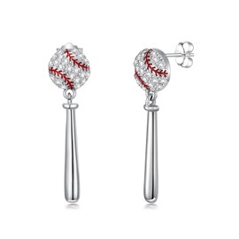 KoyeKei Baseball Earrings for Women 925 Sterling Silver Softball Dangle Drop Stud Earrings Sport Lover Jewelry Christmas Gifts for Baseball Player