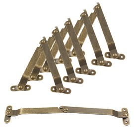 Kemcatui 6 Pcs Lid Folding Support Hinges - Antique Brass Lid Stay Hinge for Chests and Cabinets (Folded Length: 3-13/16", Width: 7/16")