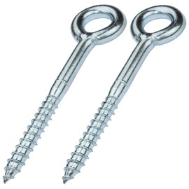 AERZETIX - C58287 - Set of 2 screw hooks eyelet ring diameter 12 x 120 mm for pipe frameworks - wood net - wall mounting - made of steel - colour silver