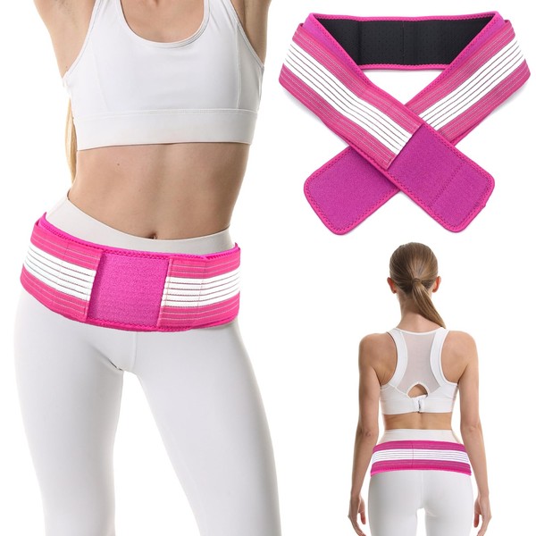 SwirlColor Sacroiliac Waist Belt for Women, Pink Adjustable Sacroiliac Support Belt, Lower Back Support, Hip Brace for Women, Hip Size 80-120 cm