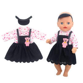YHGETSUM Clothing Outfits for Baby Dolls Clothes Doll Clothes 36 cm - 43 cm Baby Newborn Dress Accessories with Headband Long Sleeve Baby Dress Gift for Children Girls Boys Denim Dress Doll Dresses