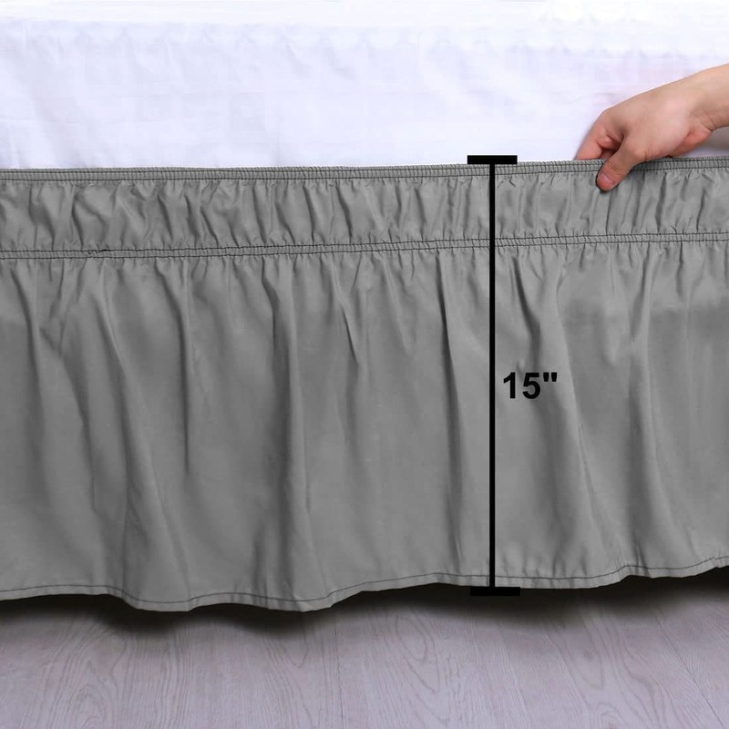 PiccoCasa Elasticated Bed Skirt Ruffled Bed Base Wrap Around Bed