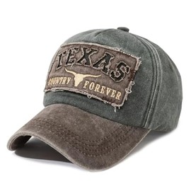 Sporty Vintage Western Style Texas Cowboy Rodeo Distressed Baseball Cap, Army green / brown, Unit size