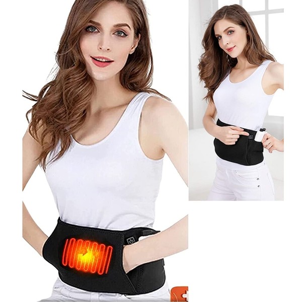 Rewind With Nature Portable Heating Pad for Pain, Cramps, Castor Oil Pack Compress Kit Heat, Menstrual Cramps, Far Infrared Electric USB Massage Warming Belt for Liver Detox, Constipation, Fertility