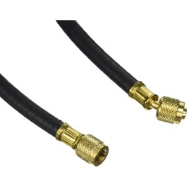 Yellow Jacket 15072 Plus II 1/4" Heavy Duty HCA Straight x Angle Charging Hose, 72", Black