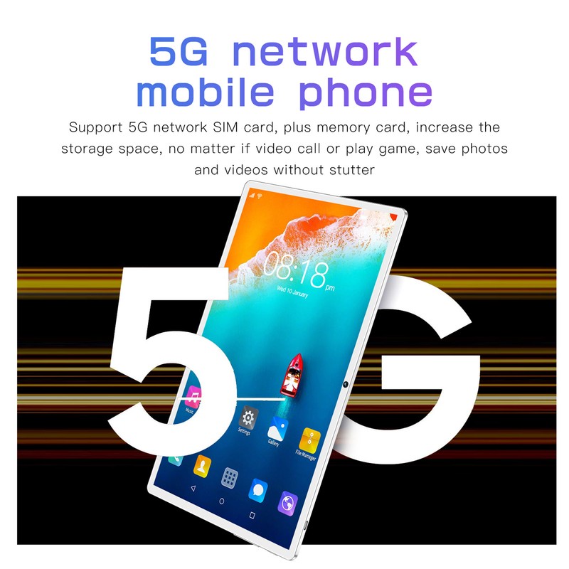 10.1in Tablet Silver 5G WiFi Calling for Android 12 6GB