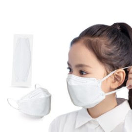 Hellozebra 3D Mask, Children's Mask, Small, Small Face, Women's, Kids, Slightly Large, 4-Layer Construction, Non-woven Mask, Individually Packaged, 3D Mask, Disposable, Won't Hurt Your Ears, Prevents Glasses from Fogging, Virus Splash Prevention, Diamond Shape, White