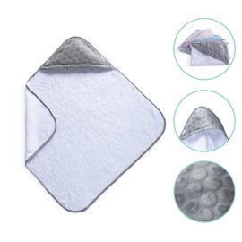 Clair de Lune | Marshmallow Hooded baby bath towel | 75 x 75 cm Grey | For Bath time | Super Soft Cotton/Terry Towelling |