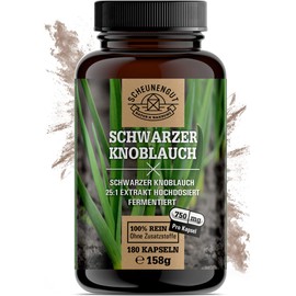 Black garlic capsules - 1500 mg per daily dose - IMPORTANT: 25:1 extract (= 18.750 mg black garlic per capsule) +15% polyphenols & S-allylcysteine I 180 pieces I fermented I from DE I Schee ENGUT®
