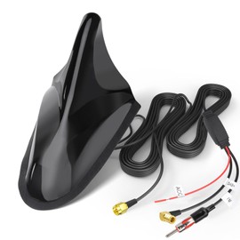 Eightwood DAB DAB+ Antenne Autoradio Antennensplitter AM/FM GPS Dachantenne Shark Antenne Auto mit Signal Verstärker Von KFZ Haifischflosse Antenne SMB Stecker SMA Adapter DIN mit 5M Extension Kabel