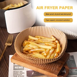6.5'' Air Fryer Disposable Paper Liner Non-Stick Air Fryer Liners Parchment Paper Baking Paper for Air Fryer Oil-Proof, Water-Proof, Food Grade Parchment for Baking Roasting Microwave (50PCS, Natural)