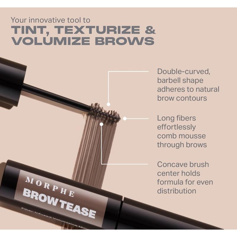 Morphe Brow Tease Fiber-Infused Volumizing Mousse, Eyebrow Tint - Shade: