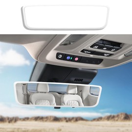 HEVLE Car Rear View Mirror Protector Frame, Rearview Mirror Edge Cover, Silicone Auto Rearview Mirror Protection Cover, Car Mirror Decor Accessories Compatible with Model 3/ Y (White)