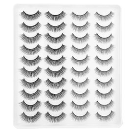 Pestañas Postizas 3D Faux Mink, Juego de 20 Pares Largas y Rizadas, Esponjosas, Autoadheribles para Uso Diario