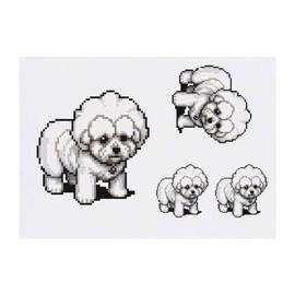 4 x 'Pixel Art Bichon Frise Dog' Temporary Tattoos - Water Resistant, Skin-Safe, Non-Toxic Transfers, Mixed Sizes (TO00067900)