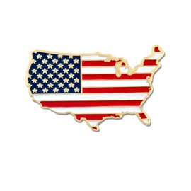 PinMart's United States Of America Shape Country American Flag Enamel Lapel Pin