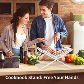 Book Stand, Acrylic Cookbook Stand for Reading, Clear Book Holder for Magazine Textbook, Book Display Stand for Bible,Quran