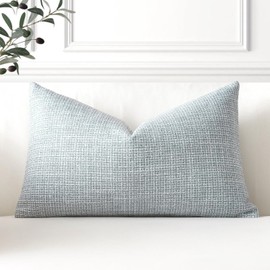 Artscope Set of 1 Cushion Cover, Plain Throw Cushion Cover, Linen Cushion Covers, 40 x 60 cm, Modern Decorative Cushion Cover Set, Cushion Case for Sofa, Bedroom, Home Decor, Blue Grey