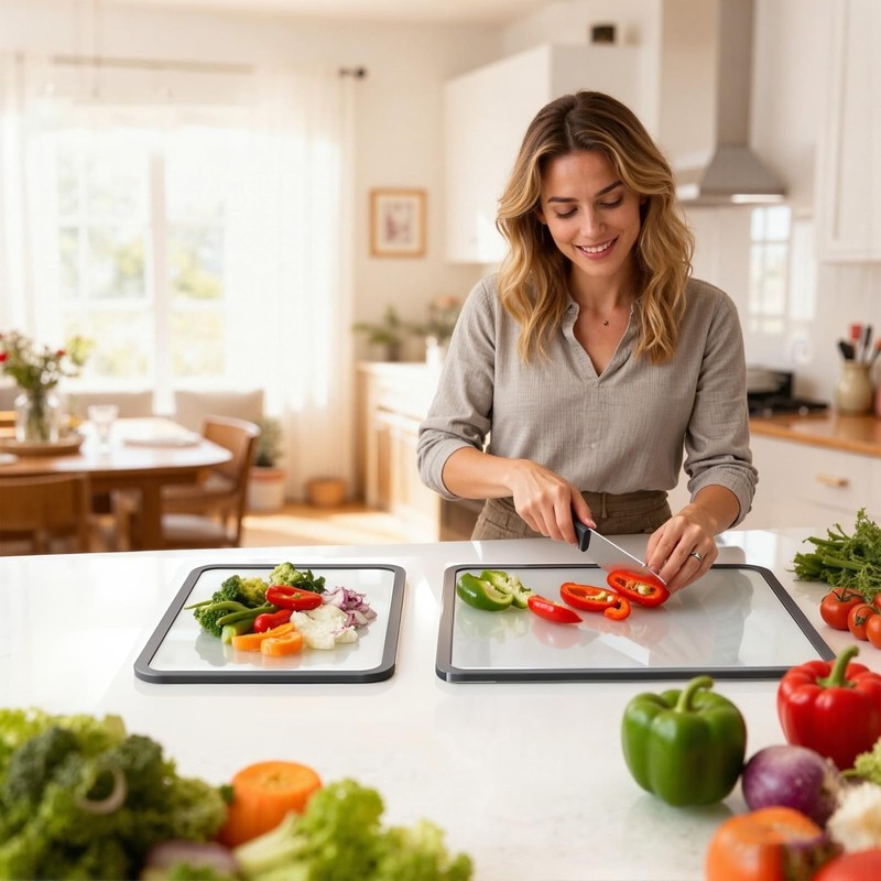 Tempered Glass Cutting Board 8x12" and 12x16", GUGEMEI Glass Chopping