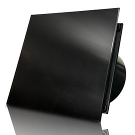 DOSPEL Veroni Glass Bathroom Fan 100 mm Black with Timer - Ultra Quiet Wall Mounted Extractor Fan with Moisture Sensor, Energy Efficient Fan for Bathroom and Toilet, 230 V