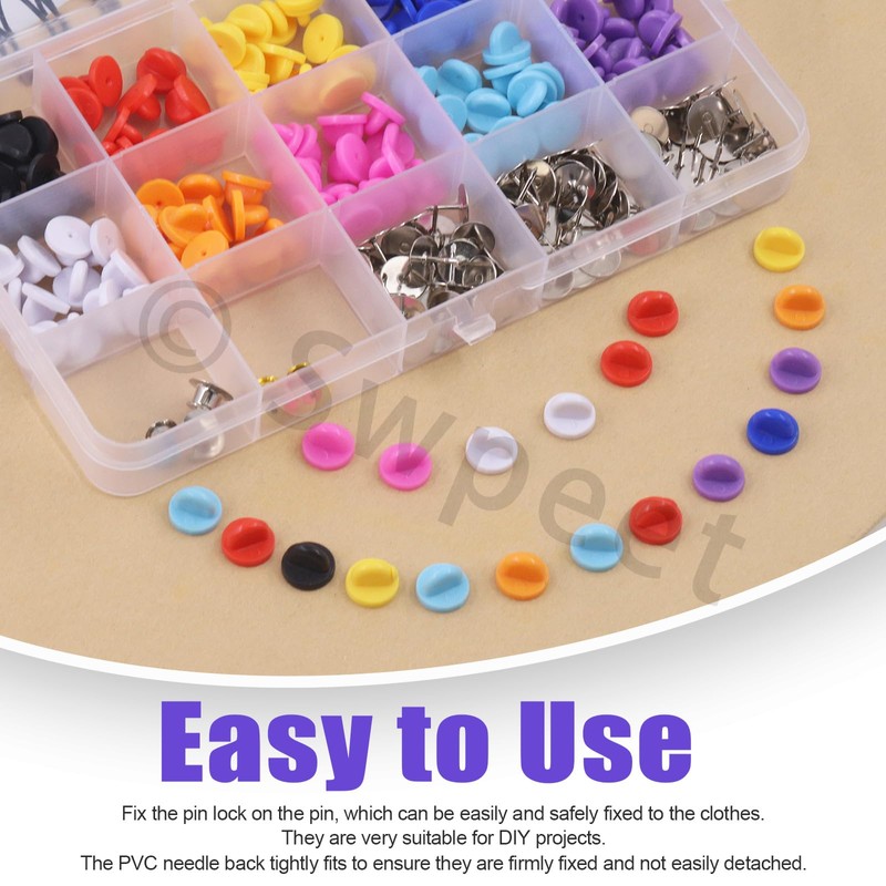 Swpeet 320Pcs Rubber Pin Backs Locking Butterfly Clutch with 10mm