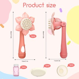 Flower Bubble Machine Children, Bubble Machine with Fan, Bubble Machine with Bubble Liquid, Bubble Wand for Indoor Outdoor Birthday Wedding Party Gift (Rose)