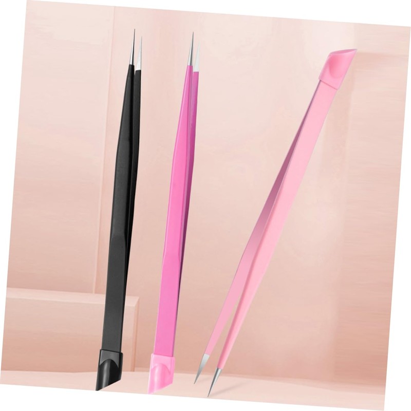 TOVINANNA 3pcs Nail Art Tweezers Double-ended Tweezers for Eyelash Extensions