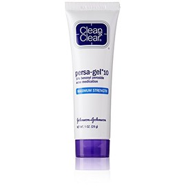 Clean & Clear Persa-Gel 10 Medicamento para el acné Tratamiento de manchas con máxima fuerza 10% de peróxido de benzoílo, crema de espinillas y gel para el acné facial con medicamento de peróxido de