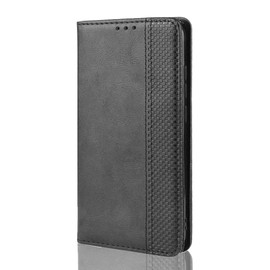 SEAHAI Leather Folio Case for HONOR X7c / HONOR 200 Smart 5G, Premium PU Wallet Cover with Credit Card Pocket/Cash Slots/Support Kickstand, Flip Magnetic Automatic Adsorption Shell - Black