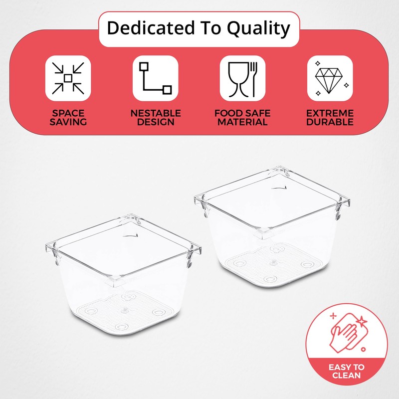 Amtido 4 Pack Drawer Organisers - Sturdy Clear Plastic -