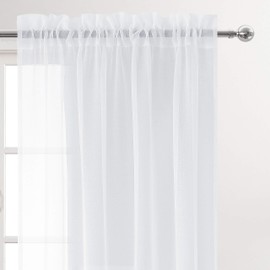 DWCN Sheer White Curtains 72 inches Long 2 Panels for Living Room, Rod Pockets Airy Window Treatments Voile Sheer Curtains Lightweight for Bedroom Window Sliding Glass Door, 2pcs, Each W52 x L72