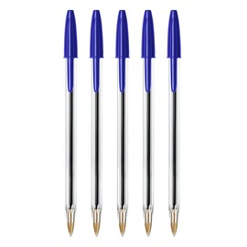 SOMCO - Pack Of 5 Blue Biro Ballpoint Pens - Medium Tip - Premium Pen With Ergonomic Design