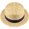 Kids Straw Boater Hat with Black Grosgrain Band Easter Bonnet