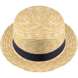 Kids Straw Boater Hat with Black Grosgrain Band Easter Bonnet