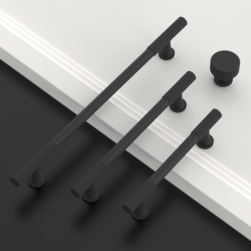 Amerdeco 10 Pack Matte Black Kitchen Cabinet Knobs - Dresser