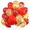 PartyWoo Red and Gold Balloons, 60 pcs 12 Inch Maroon