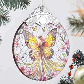 Fairy Stained Glass Ornament, Christmas Ornaments, Christmas Tree Decorations, Fairy Christmas Decor, Fairy Ornaments for Christmas Tree, Holiday Presents, Gift Exchange Ideas - Butterfly Fairy