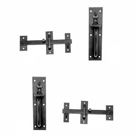 Renovators Supply Manufacturing Black Iron Norfolk Thumb Door Latches Traditional 7" H Suffolk Thumb Gate Or Door Latches Black Powder Coated Two Sided Colonial Locks with Mounting Hardware Pack of 2