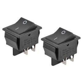 sourcing map Boot Shape 4-Pin Rocker Switch On/Off AC 250V/16A 125V/20A Black Pack of 2