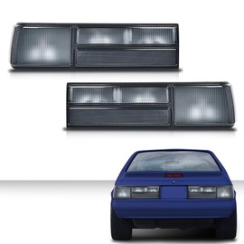 CROSSDESIGN Tail lights Compatible with 1987-1993 Ford Mustang Rear Brake Lights Smoked Lens Black Housing w/o Bulb Tail light