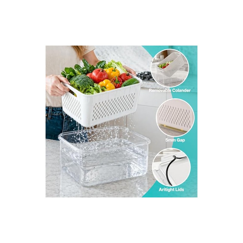 HOMETALL 4 Pack Fruit and Vegetable Storage Containers
