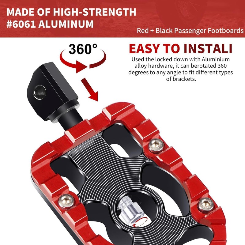 VPZMT Universal 10mm Highway Passenger Footpegs/Footrests Fit for Harley/Street Glide/Electra