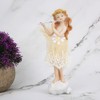 Flower Fairy Playing Flute Figurine Elegant Angel Statue Resin Desk