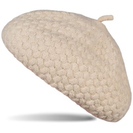 styleBREAKER 04024201 Women's Fine Knit Beret Hat with Braided Pattern Winter Beret Béret French Hat, beige