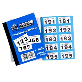Bingosupermarket Raffle Tickets 1-1000 Cloakroom Tickets - Assorted Colours bordered. (Blue)