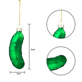 HAICN 4Pieces Christmas Pickle Ornaments Pickle Ornaments with Rope Green Pickle Theme Hanging Decoration for Christmas Tree Tradition Decor Supply