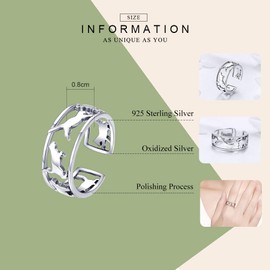 NEWL 925 Sterling Silver Playing Cat Cocktail Finger Ring for Women Happy Cat Animal Ring Jewelry Gift, Sterling Silver